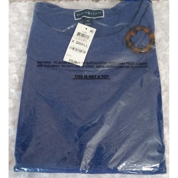 NWT Karen Scott Solid Shawl-Collar 3/4-Sleeve Top, Created for Macy's Sz XS - Picture 2 of 5